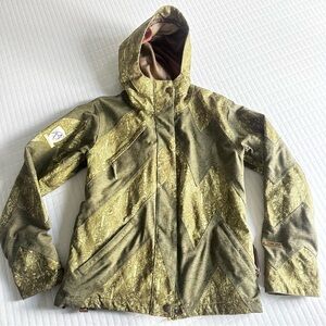 RIDE Snowboard Ski Winter Women’s size medium Gold and Green Hooded Jacket